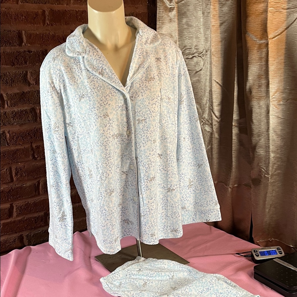 Miss Elaine Light Blue birds  Pajama Set